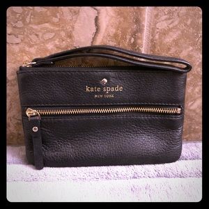 Black Leather Kate Spade Wristlet